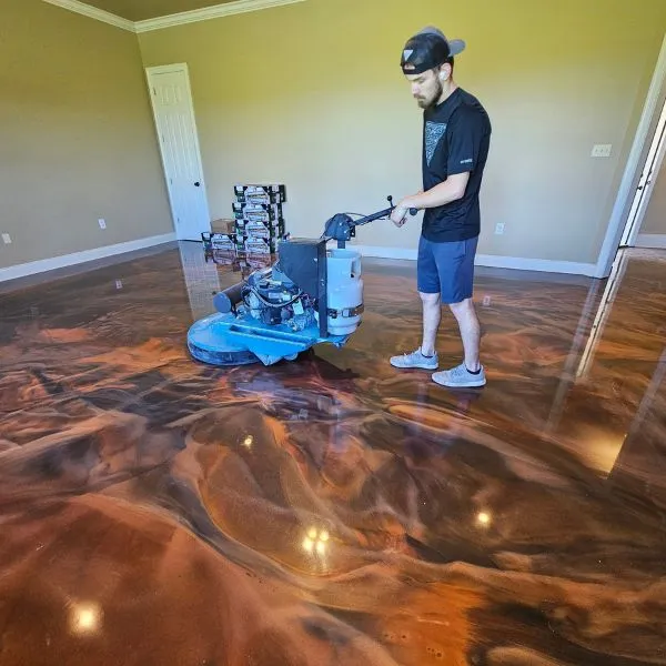 Metallic, flake, and quartz epoxy design finishes in Baton Rouge