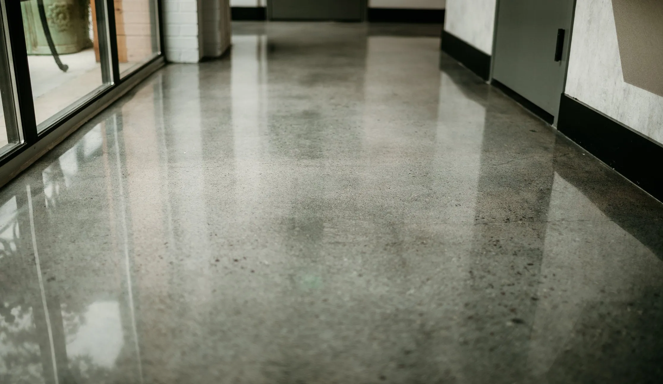Polished concrete hallway floor Baton Rouge