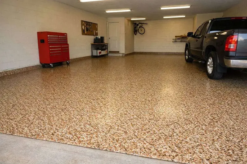 Decorative flake garage floor Baton Rouge LA