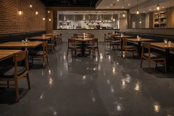Restaurant charcoal epoxy floor