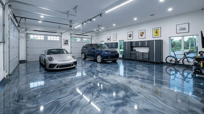 2-car garage decorative flake epoxy floor